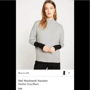 Universal Standard Mel MockNeck Sweater Size XL 26-28 Gray Flannel/Black Sleeves